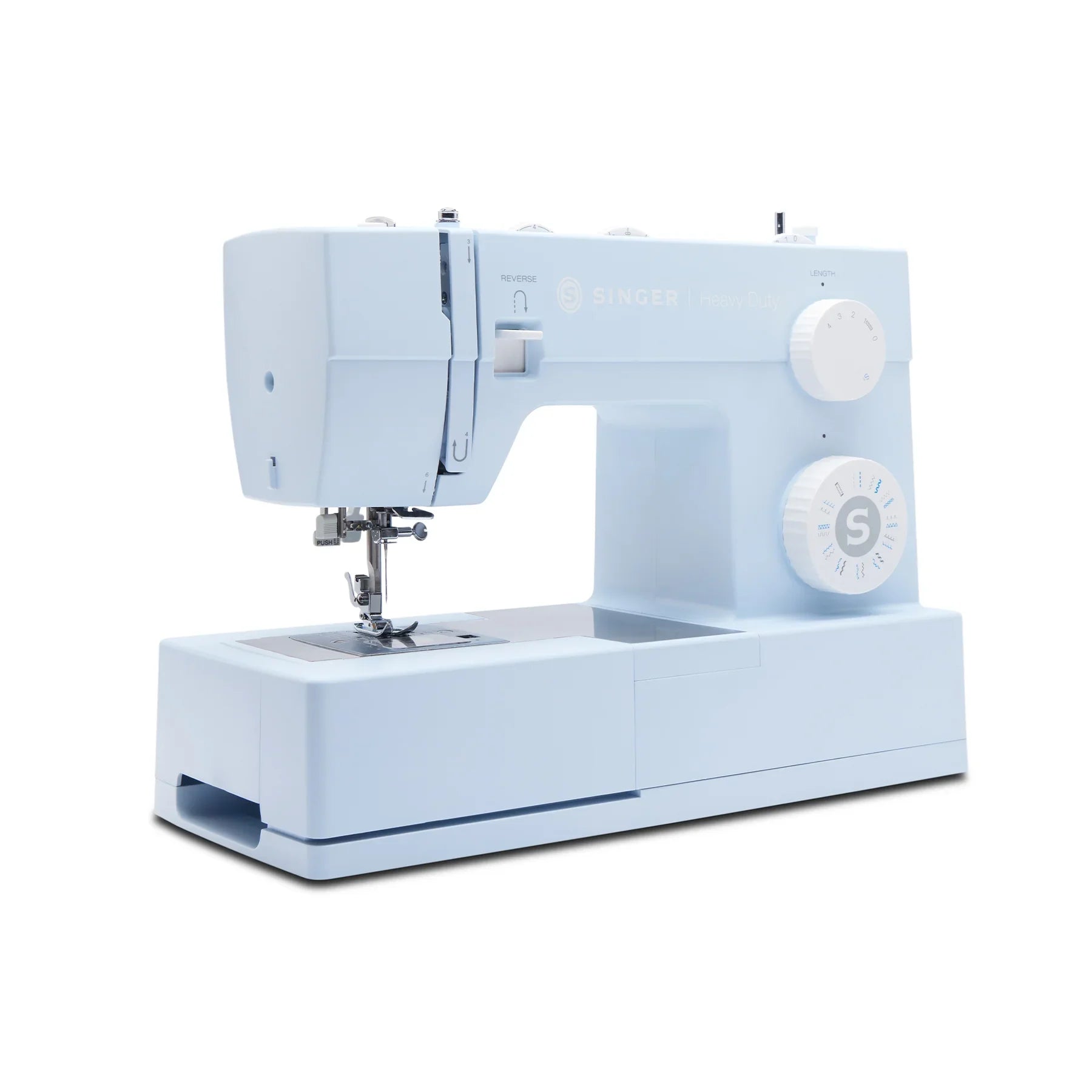 A sample of SINGER Heavy Duty 4423 Meltwater Blue Sewing Machine.