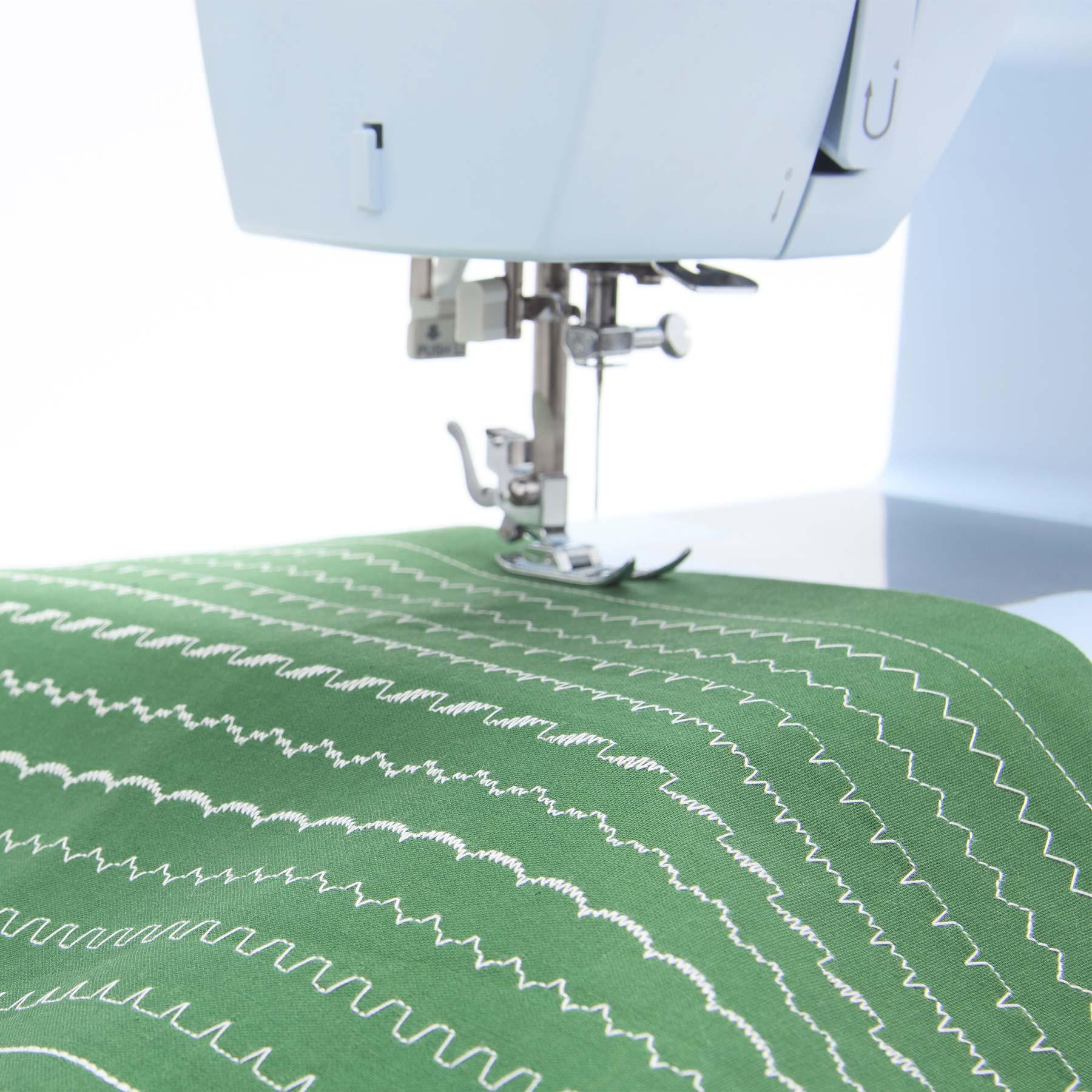 A stitching pattern samples of SINGER Heavy Duty 4423 Meltwater Blue Sewing Machine.