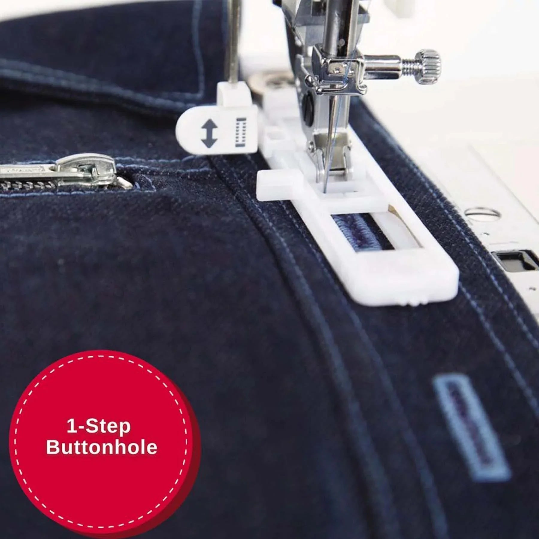 A sample of the Singer Heavy Duty 4423 Sewing Machine stitching on denim/jeans.