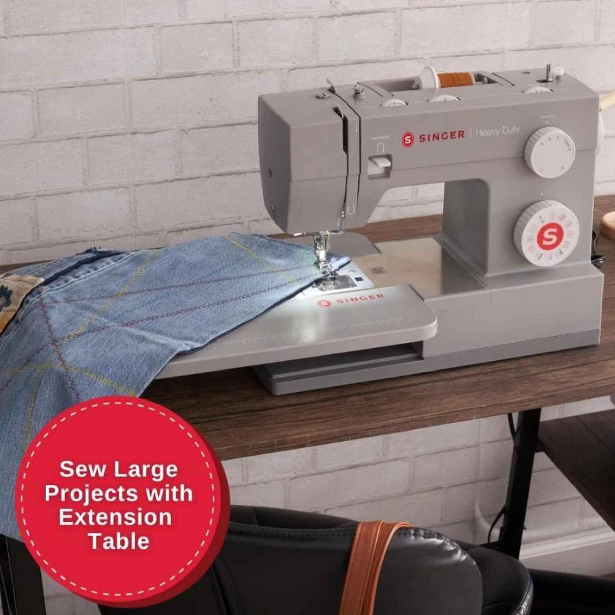 A sample of SINGER Heavy Duty 6360 Sewing Machine with Extension Table.