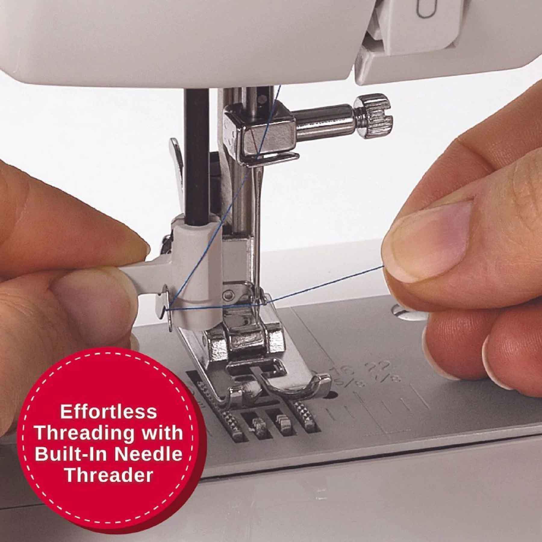 Built-in needle threader of the SINGER Heavy Duty 6380 Sewing Machine with Extension Table.