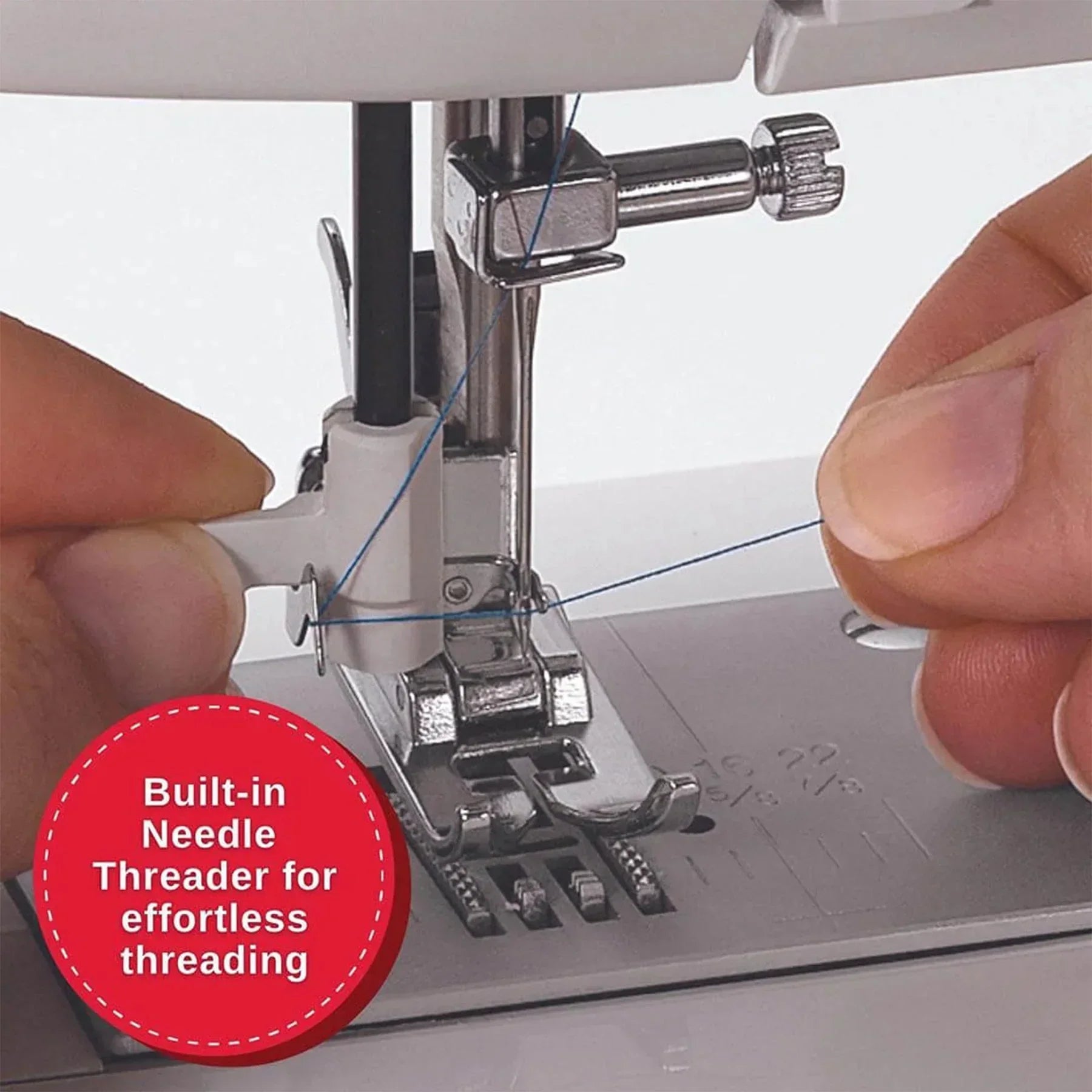 Built-in needle threader of the SINGER Quantum Stylist 9960 Sewing Machine with Extension Table.