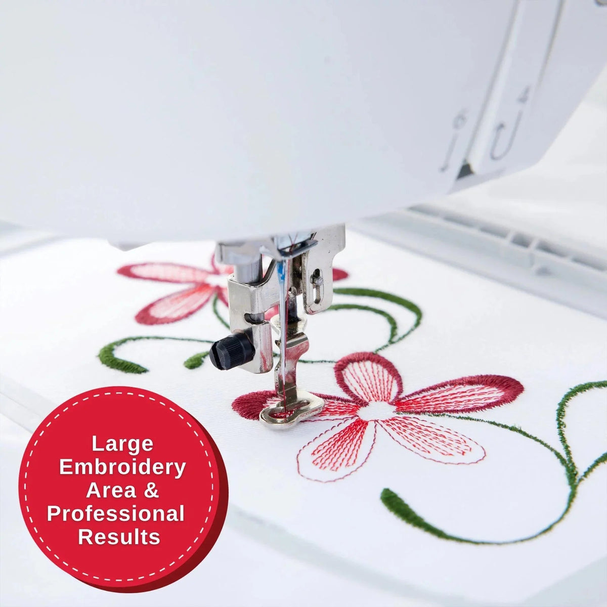 This is a sample of embroidered fabric created using the SINGER SE9180 Sewing & Embroidery Machine.