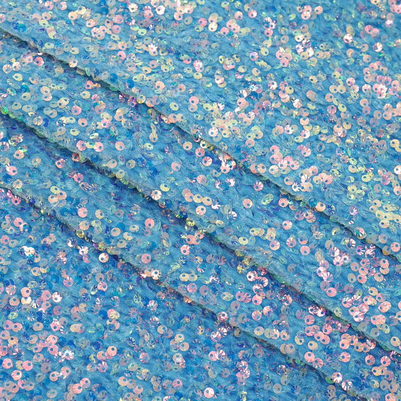 Sanibel Seashell Stretch Velvet Sequin Fabric | Blue Moon Fabrics