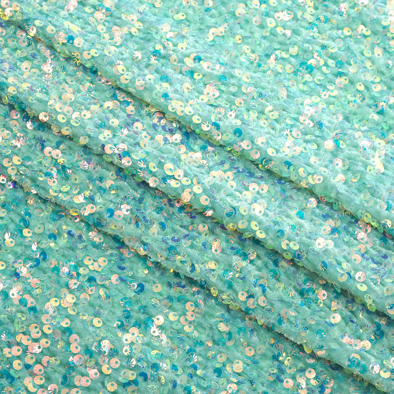 Sanibel Seashell Stretch Velvet Sequin Fabric | Blue Moon Fabrics