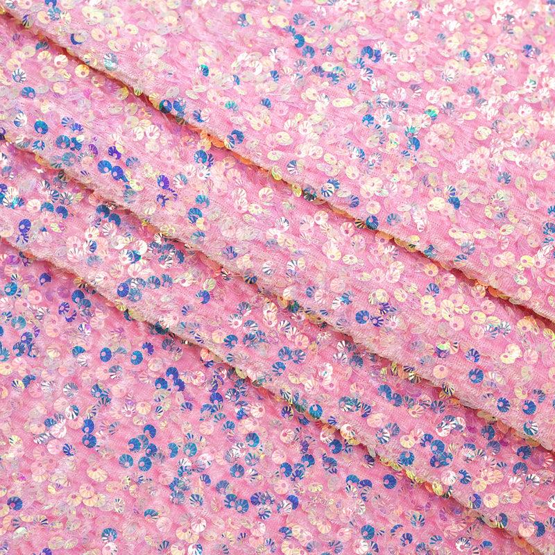 Sanibel Seashell Stretch Velvet Sequin Fabric | Blue Moon Fabrics