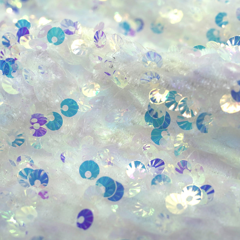 Sanibel Seashell Stretch Velvet Sequin Fabric | Blue Moon Fabrics