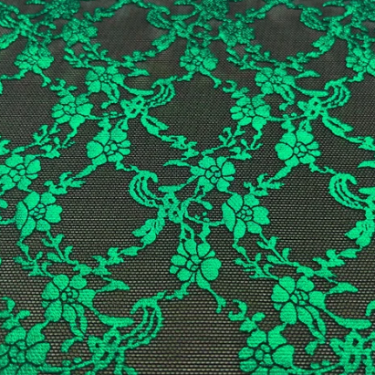 Trellis Lace Floral Foil Design Power Mesh Fabric | Blue Moon Fabrics