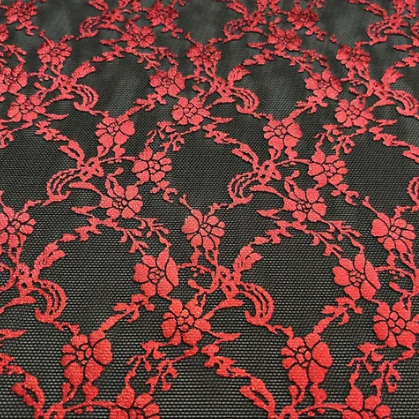 Trellis Lace Floral Foil Design Power Mesh Fabric | Blue Moon Fabrics