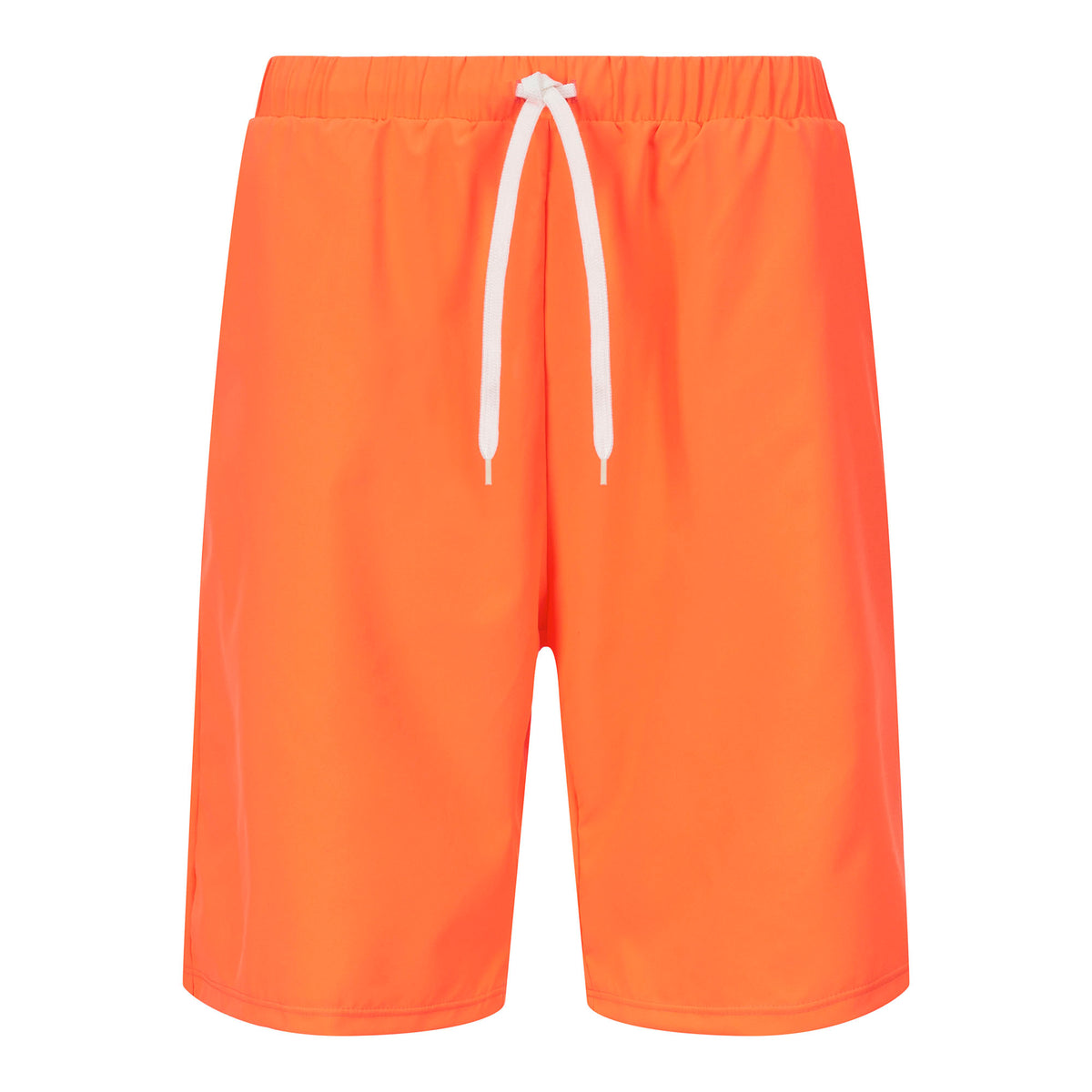 A sample short made using Wipeout Woven Polyester Spandex Fabric in color nemo.