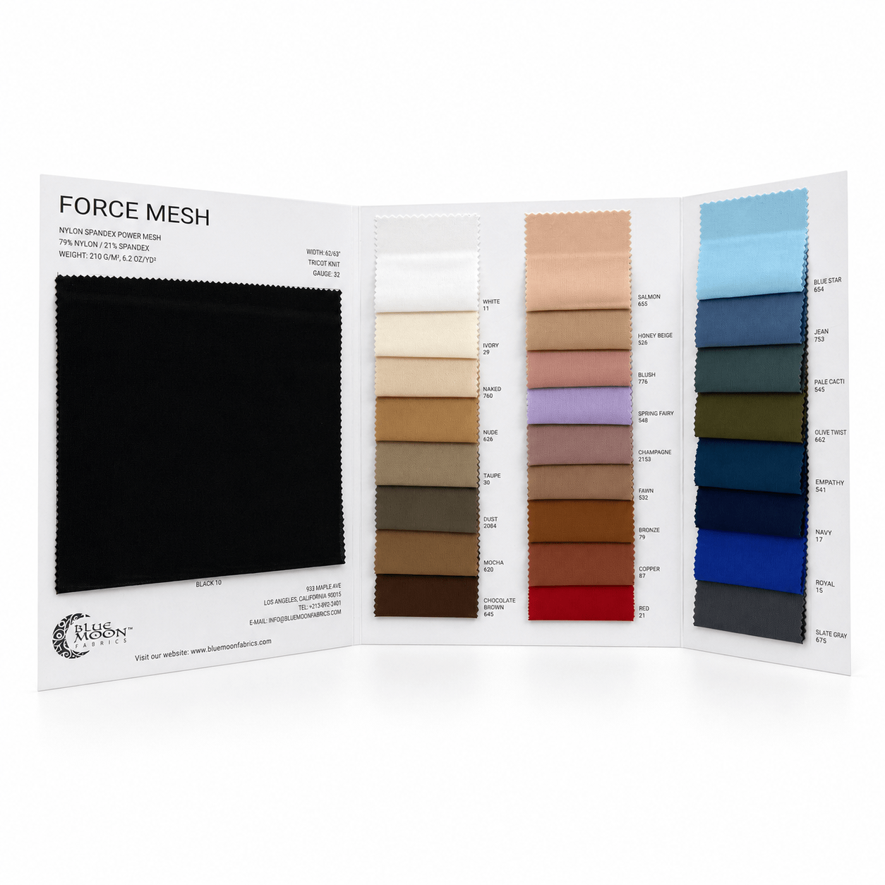 Carta de colores de la malla de fuerza | Blue Moon Fabrics