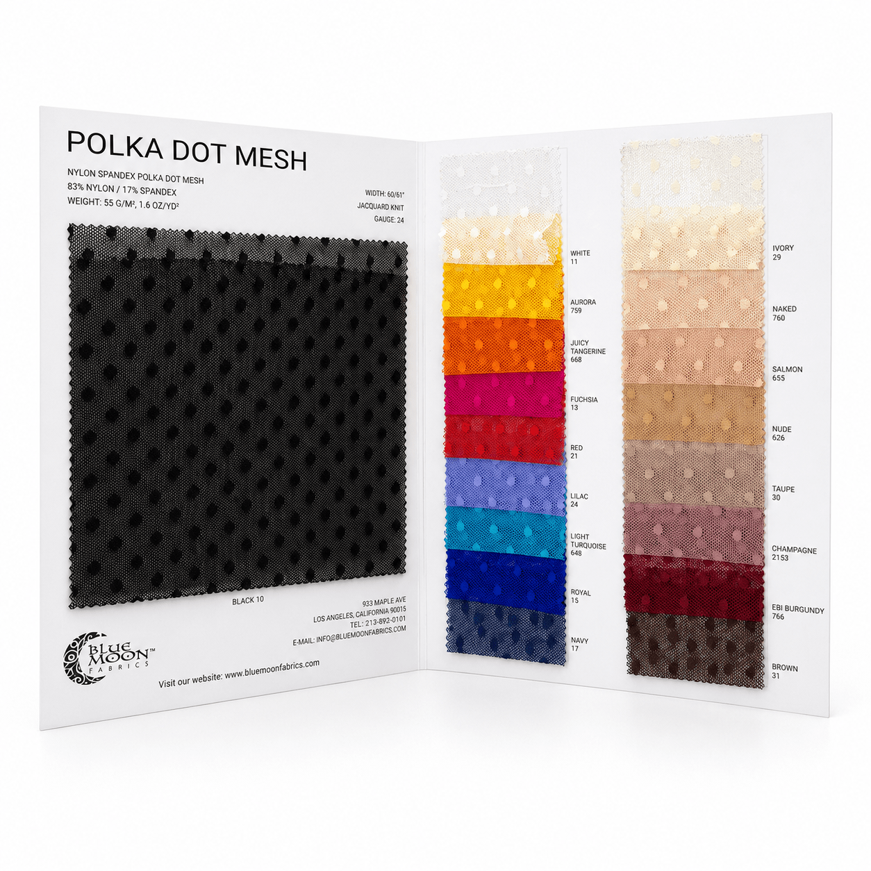Tonal Polka Dot Stretch Mesh Color Card | Blue Moon Fabrics
