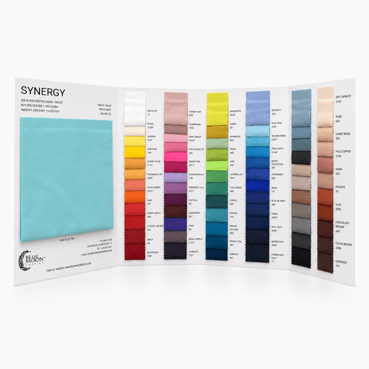 Synergy Polyester Lycra Color Card | Blue Moon Fabrics
