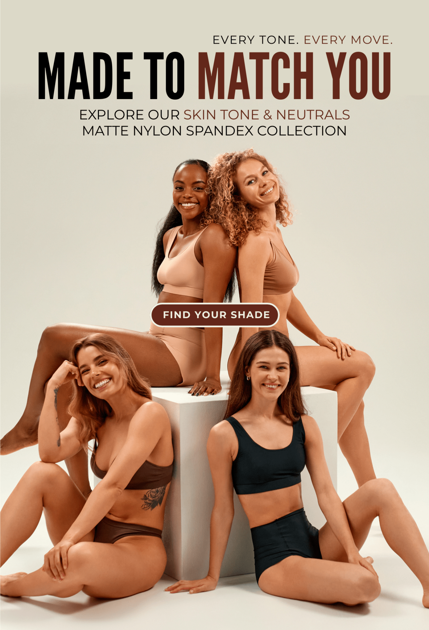 Matte Nylon Spandex Skin Tone & Neutrals Collection Mobile Banner