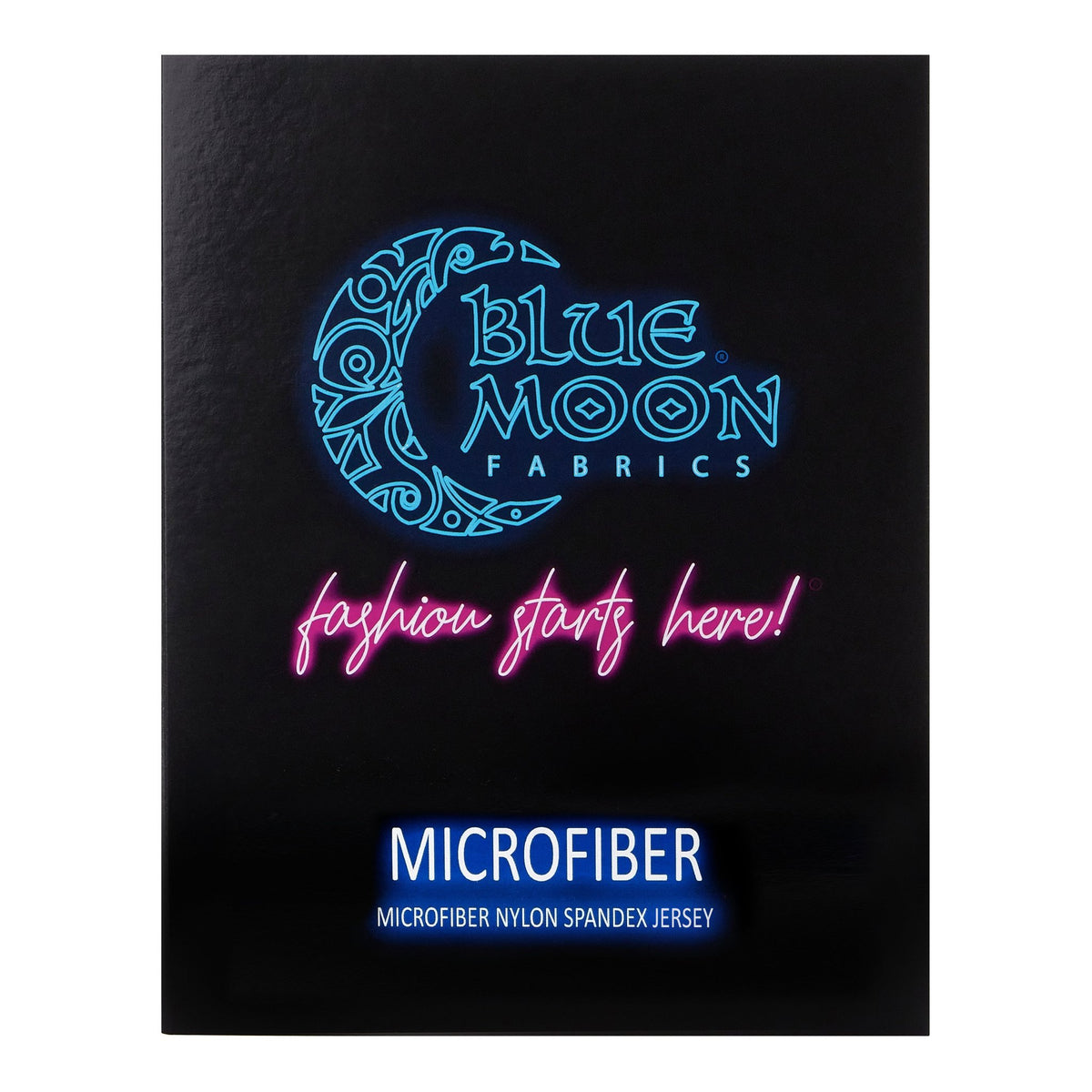 A sample of Microfiber Nylon Spandex Color Card in Blue Moon Fabrics with all color options