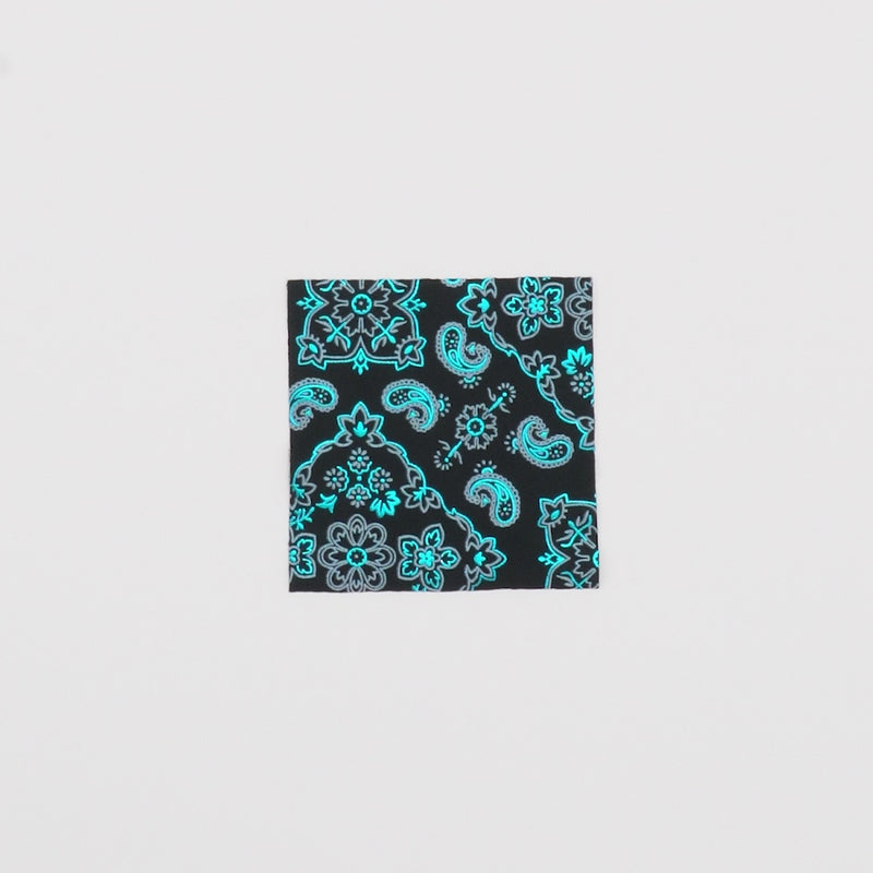 Close-up video of Bandana Foil Printed Spandex Fabric showcasing its looks and ability to stretch as a fabric.