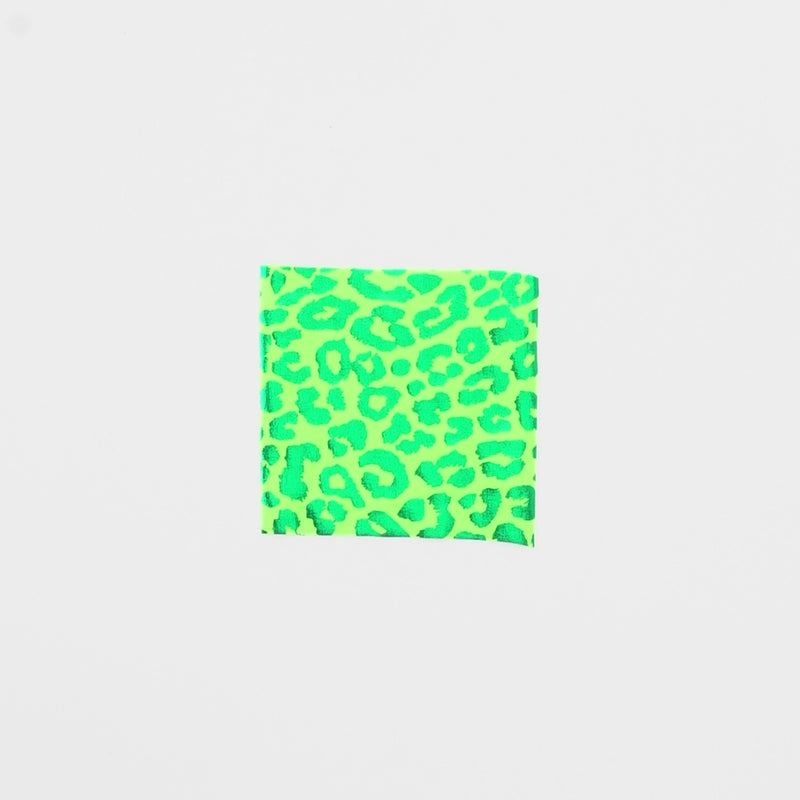 Close-up video of Loud Leo Foil Printed Spandex Fabric showcasing its looks and ability to stretch as a fabric.