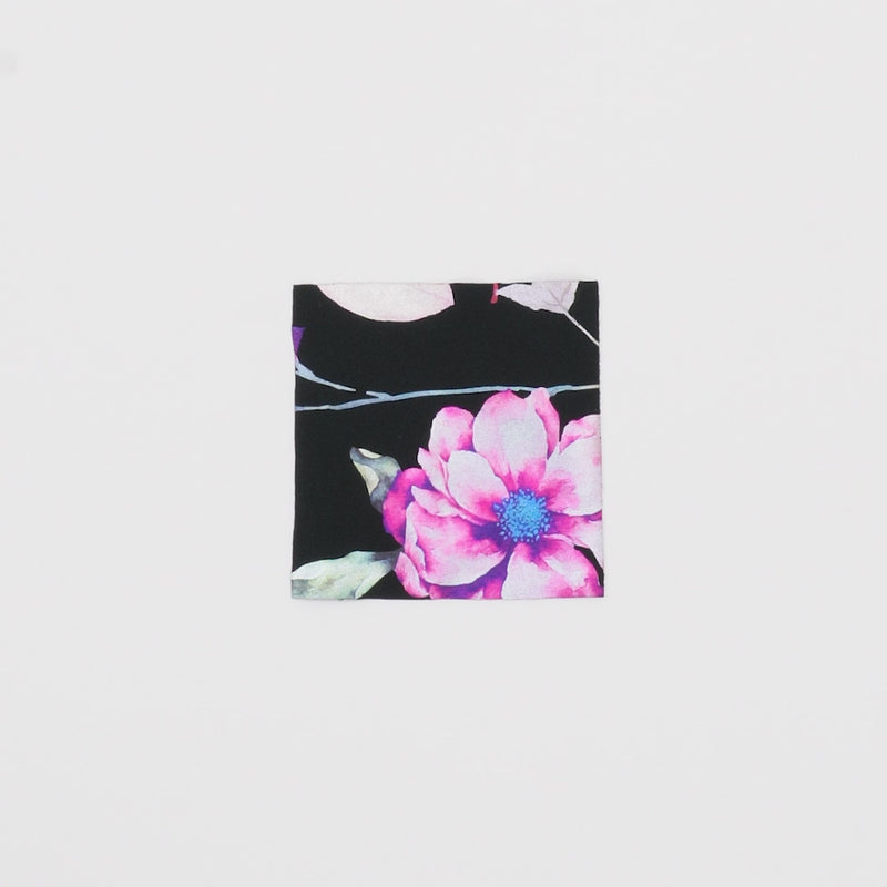 Close-up video of Lolita Foil Printed Spandex Fabric showcasing its looks and ability to stretch as a fabric.