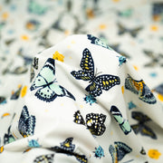 A crumpled piece of Butterflies and Ladybugs Printed Spandex