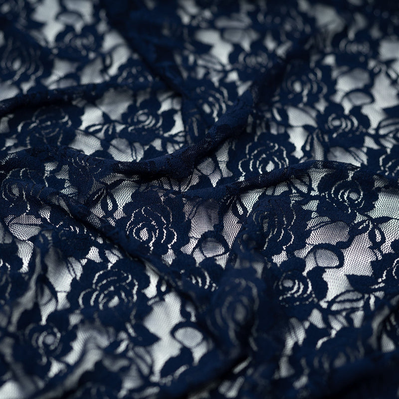Stretch Lace in Navy Blue - All About Fabrics