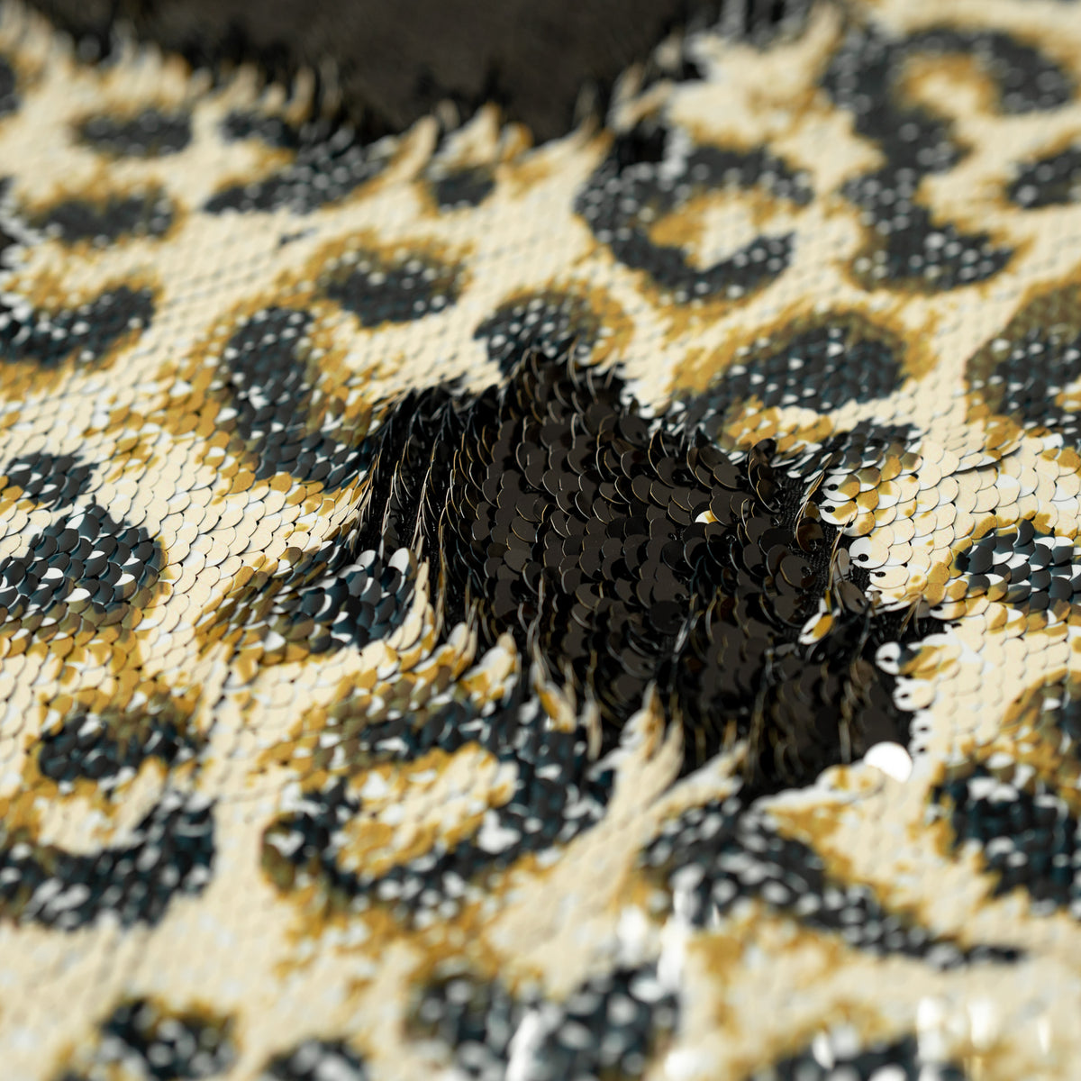 Detailed shot of Cheetah Printed Flip Sequin on Spandex