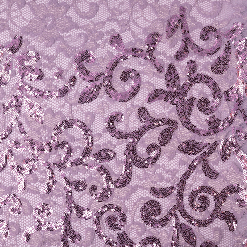 Stretch Lace Apparel Fabric Sheer Metallic Floral Lattice Heather Purple  XX25 