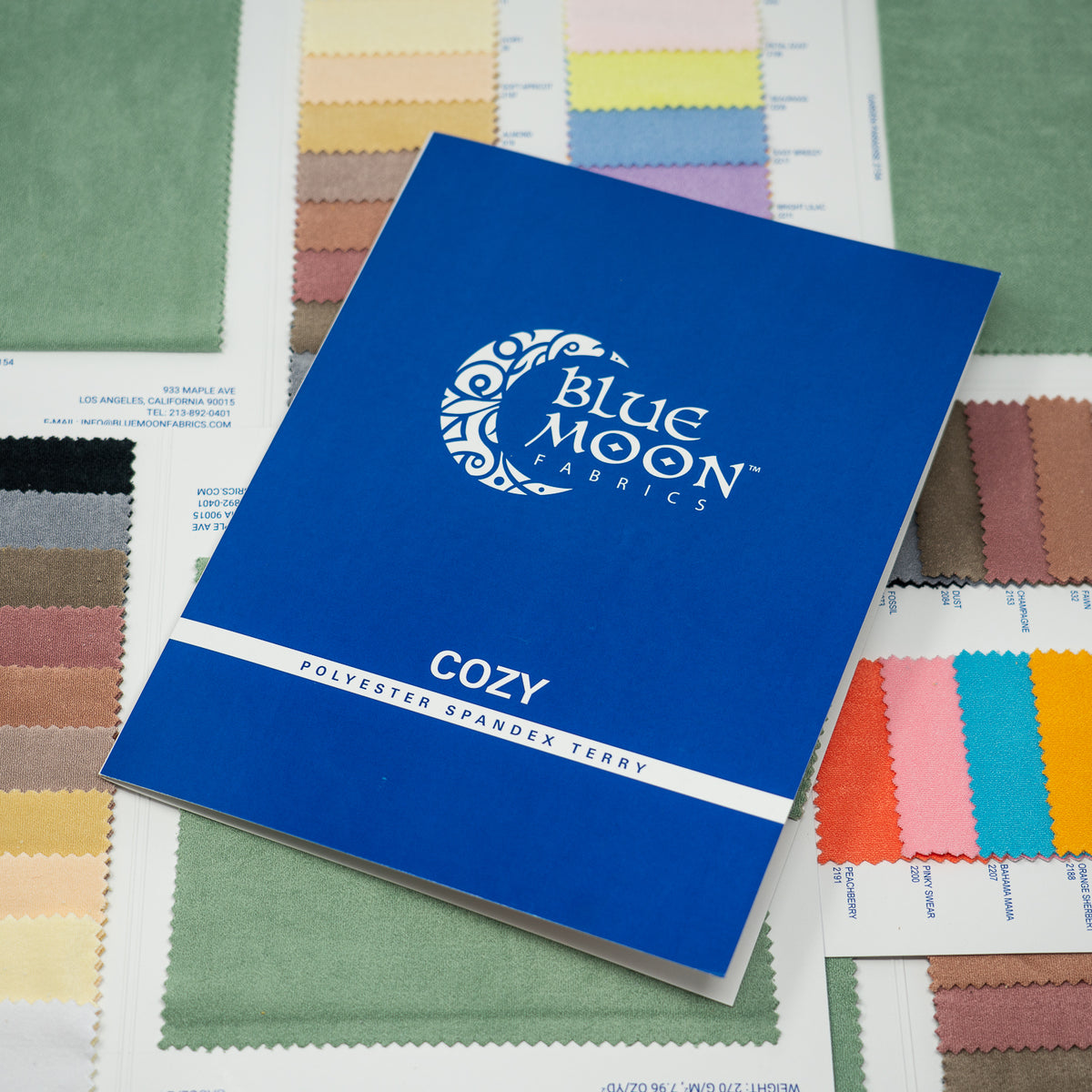 Cover shot of Cozy Color Card laid over open Cozy Color Card Books.
