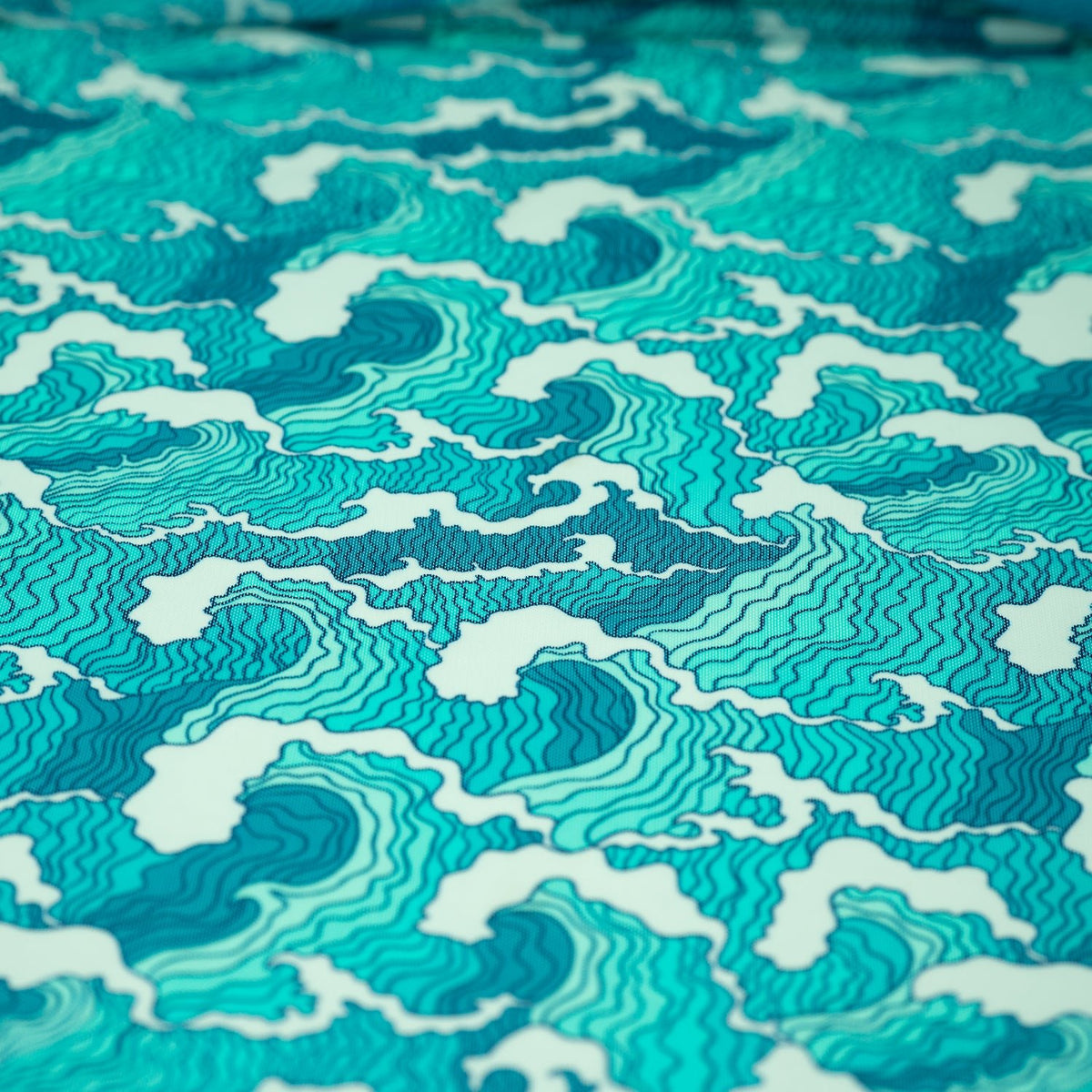 A flat sample of Crazy Waves Printed Power Mesh 