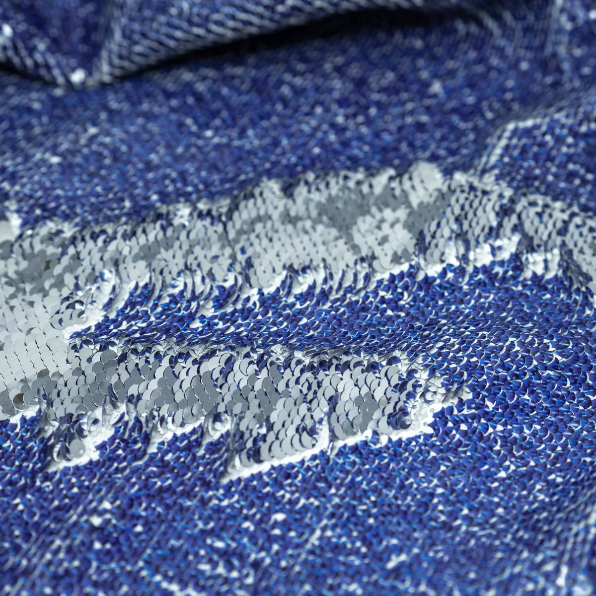 Detailed interior shot of Denim Printed Flip Sequin on Spandex