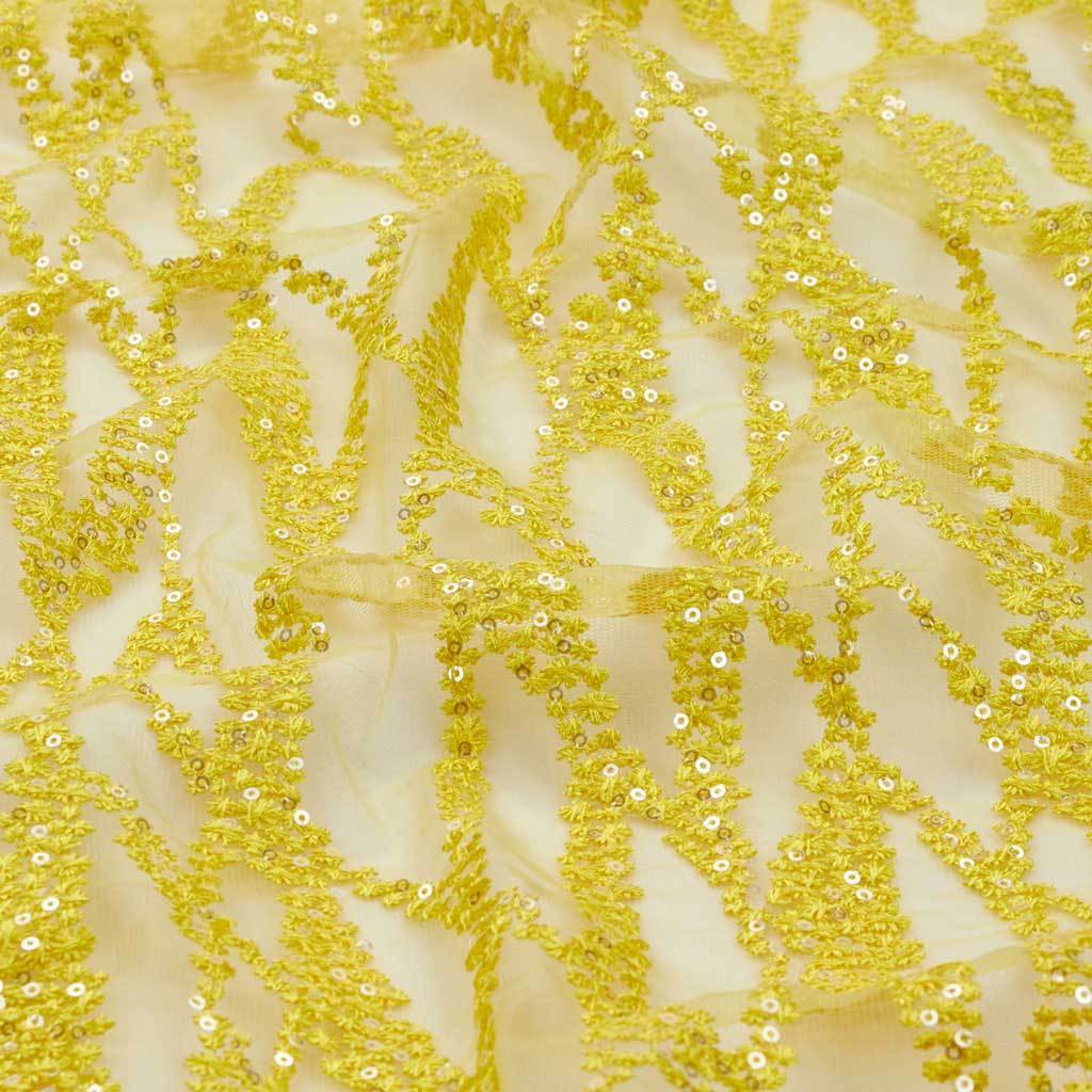 Yellow Gold Sequin Fabric
