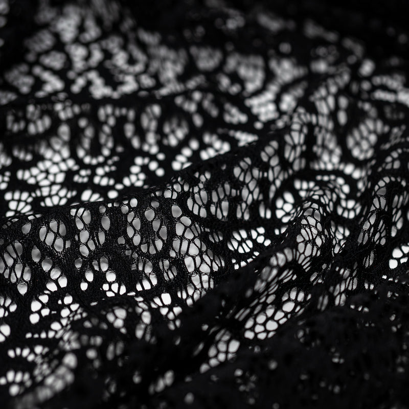  Black Stretch Lace Fabric - by The Yard