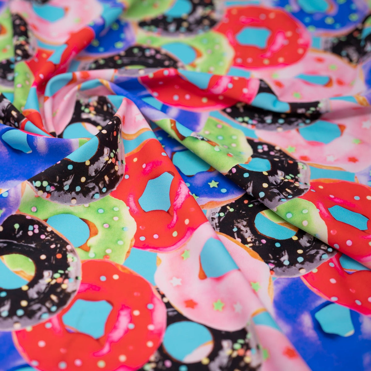 Swirled piece of Glazed Doughnuts Printed Spandex 