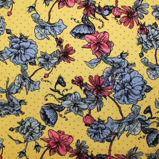 A flat sample of Dotted Poppy Printed Spandex.