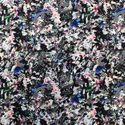 A flat sample of Black and White Collage Printed Spandex.