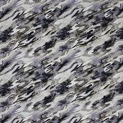 A flat sample of Neutral Gray Camo Printed Spandex.