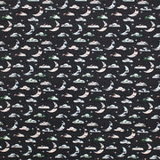 A flat sample of Crescent Moon Sky Printed Spandex.
