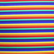 A flat sample of Rainbow Stripes Printed Spandex.