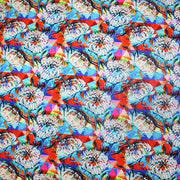 A flat sample of Abstract Wild Flower Printed Spandex.