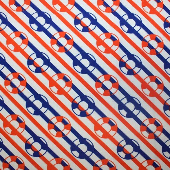 A flat sample of save me printed spandex.