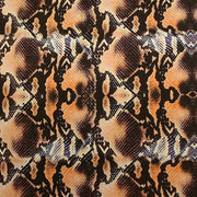 A flat sample of golden boa printed spandex.