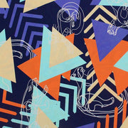 A flat sample modern cat line drawing printed spandex.