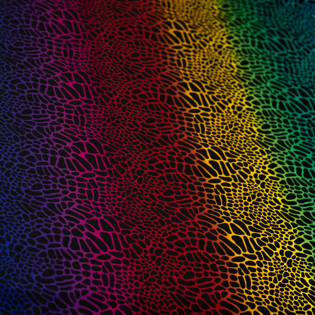 A flat sample of Multicolor Safari Spots Printed Spandex