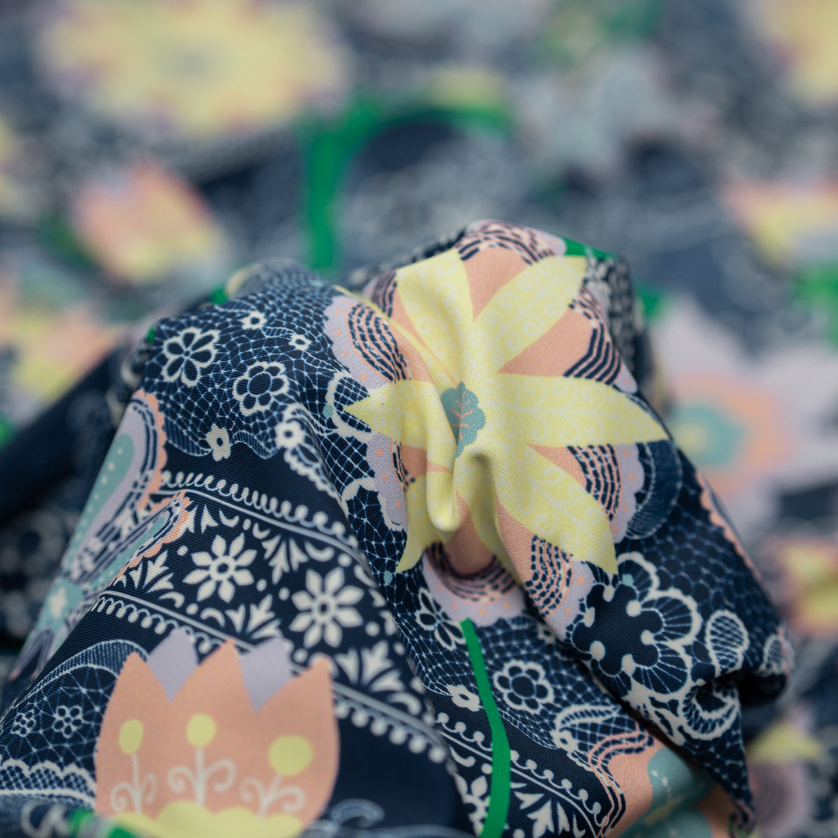 Detailed shot of Chantilly Floral Lace Printed Spandex