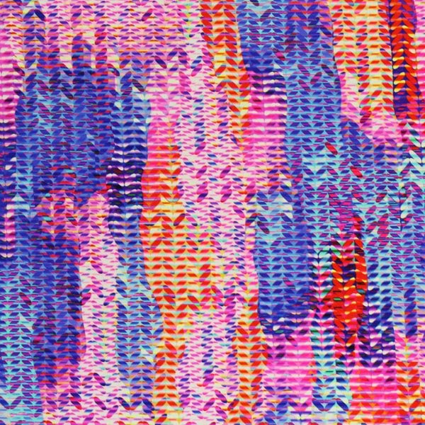 A flat sample of Multi Color Weave Printed Spandex.
