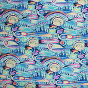 A flat sample of Pastel Finger Painting Printed Spandex.
