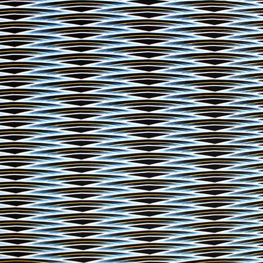 A flat sample of Weaving Arches Blue White Printed Spandex.