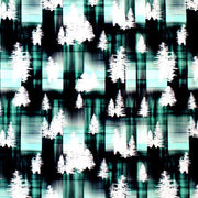 A flat sample of Pine Forest Mint Black Printed Spandex.