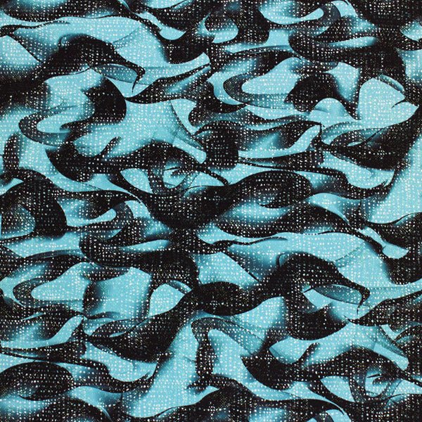 A flat sample of Dots on Waves Printed Spandex.