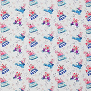 A flat sample of Old Fashioned Flowers and Cars Printed Spandex.