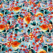 A flat sample of Fluorescent Flowers Printed Spandex.